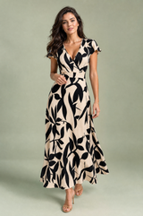 Robe longue imprimée col V