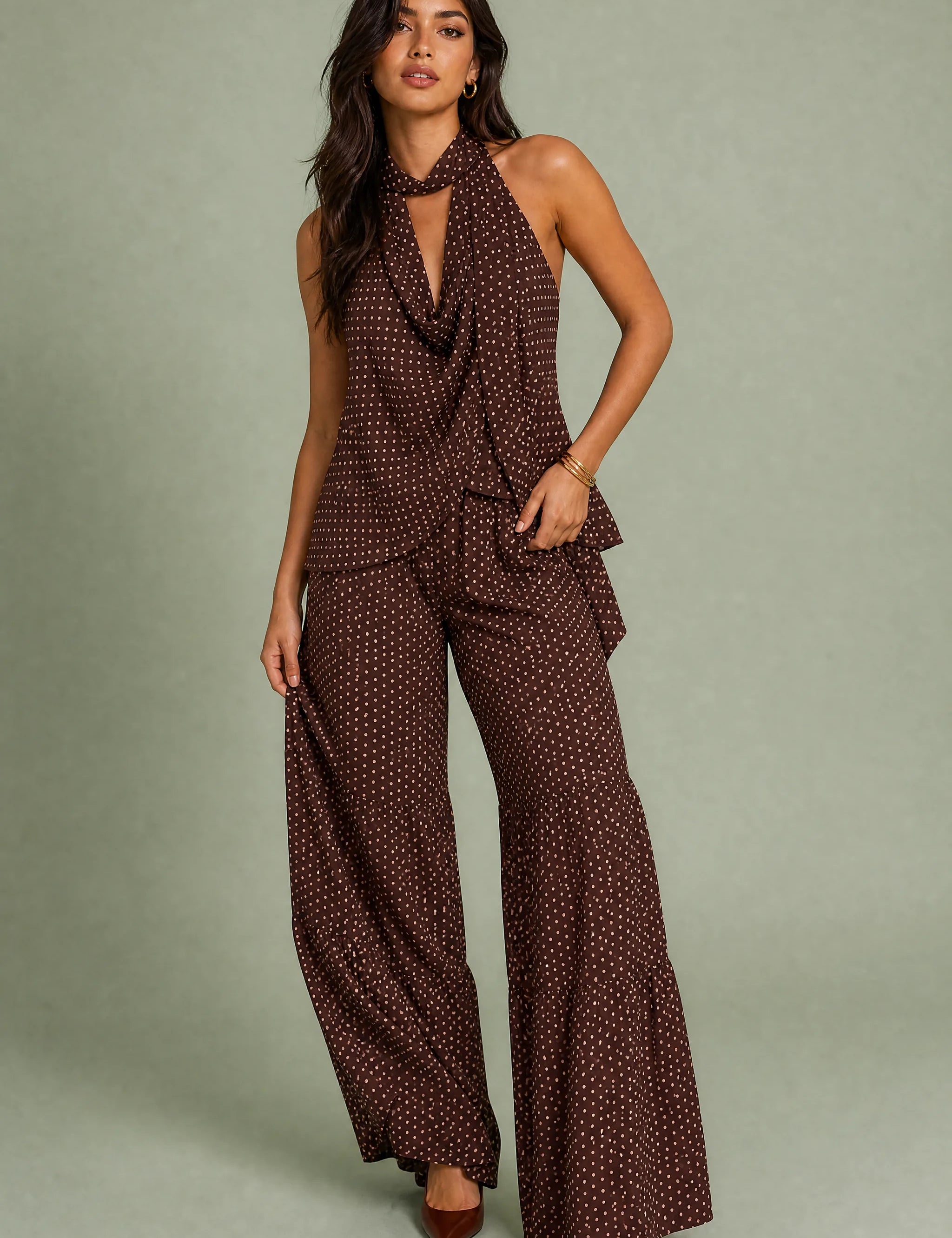 Ensemble fluide à pois dos nu | Vue de face | Lounelle Paris