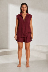 Ensemble short ample col zippé