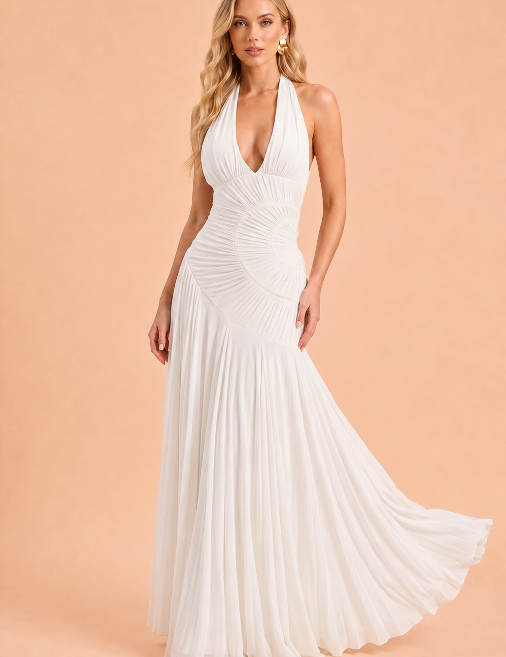 Robe longue col licou dos nu