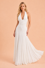 Robe longue col licou dos nu