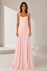 Robe longue dos nu drapée