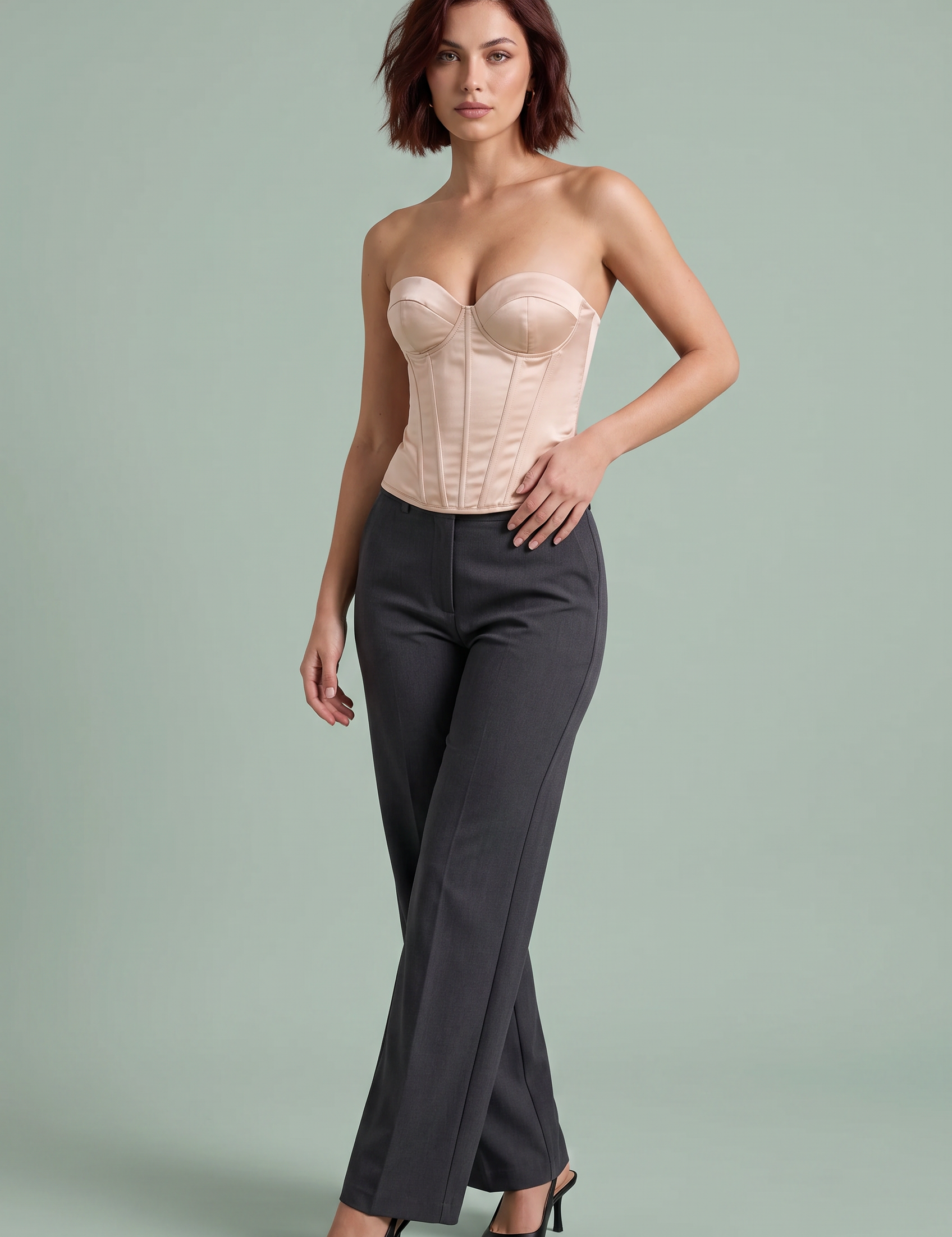 Bustier corset décolleté cœur laçage dos | Vue de face | Lounelle Paris