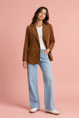 Blazer mi-long velours côtelé