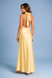 Robe jaune col licou dos nu | Vue de dos | Lounelle Paris