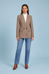 Blazer ajusté motif pied-de-poule
