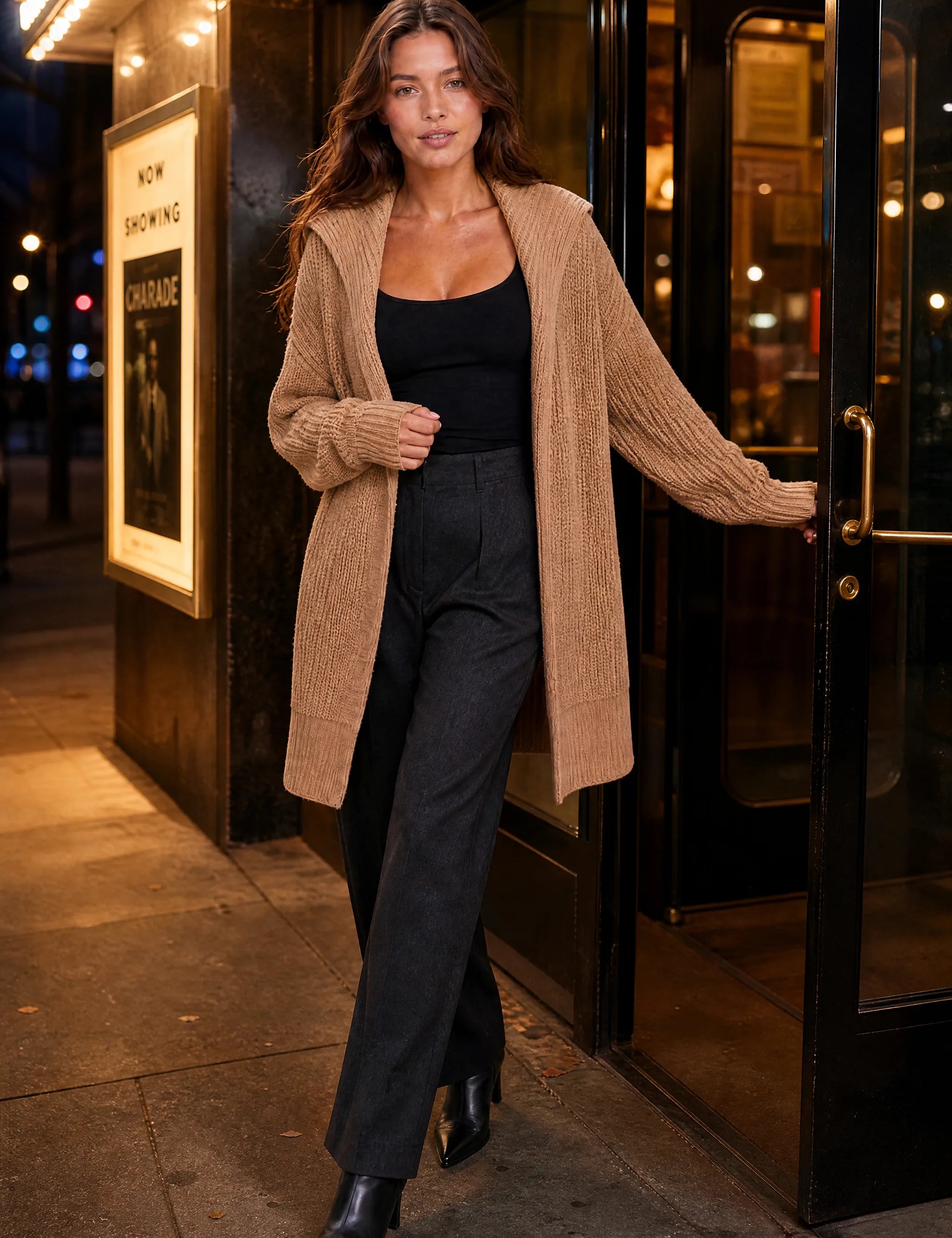 Gilet ample col châle | Variante Camel - Lifestyle | Lounelle Paris
