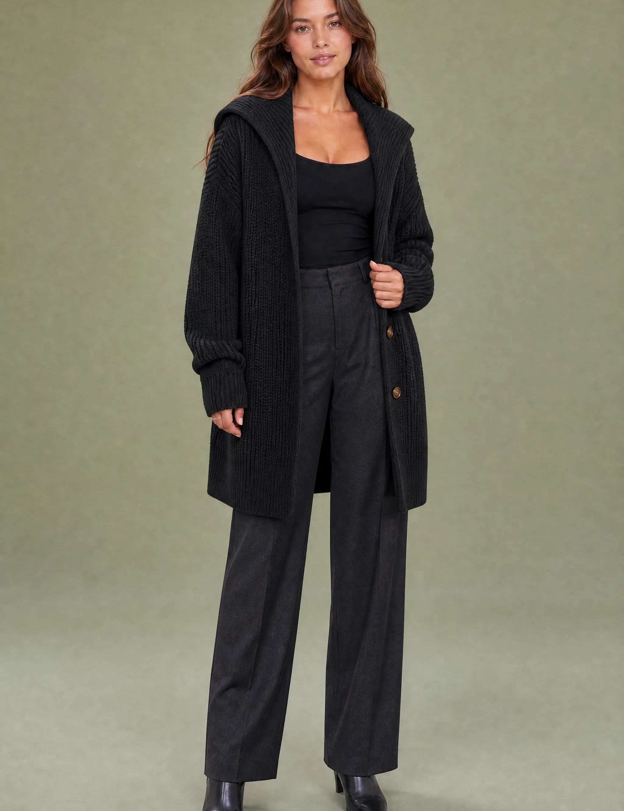 Gilet ample col châle | Variante Noir | Lounelle Paris