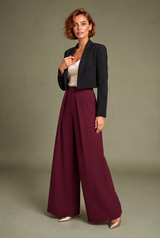 Pantalon large noir plis devant