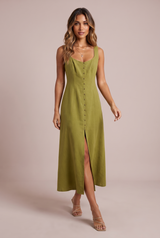 Robe midi à encolure carrée