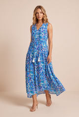 Robe imprimée col V franges