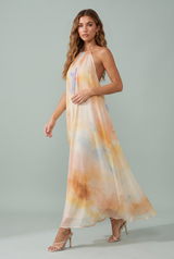 Robe écru col licou dos nu