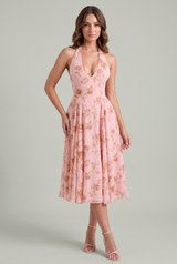 Robe rose fleurie dos nu