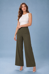 Pantalon large fluide taille haute