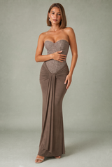 Robe longue bustier drapée