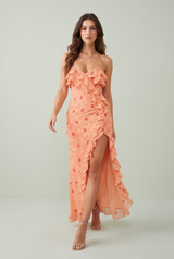 Robe longue bretelles croisées