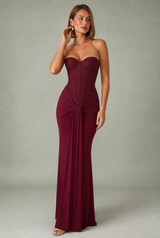 Robe longue bustier drapée