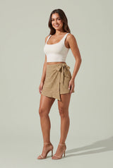 Jupe-short portefeuille taille haute