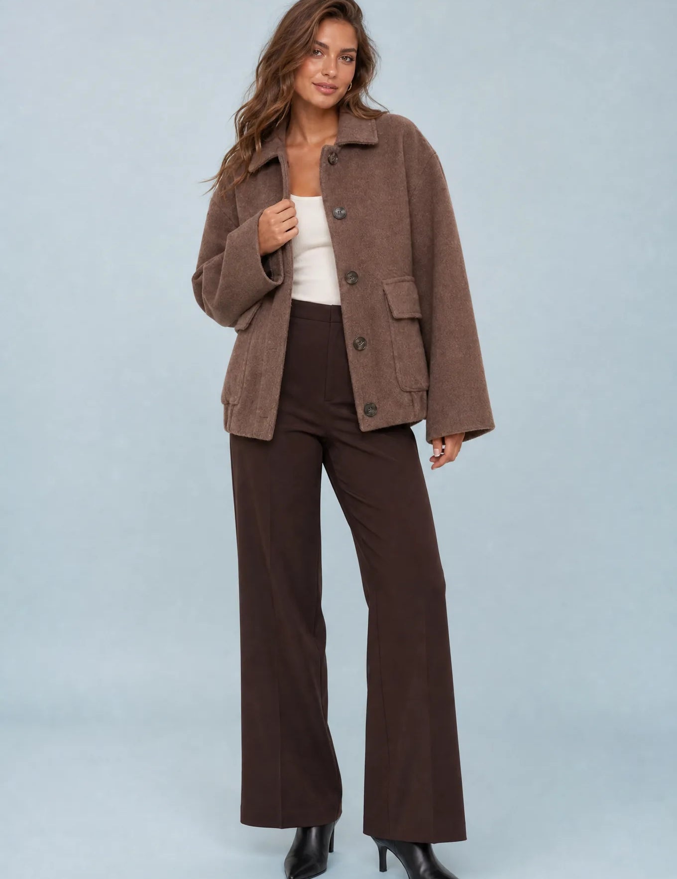 Manteau court ample à boutons | Vue de face | Lounelle Paris