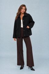 Manteau court ample à boutons