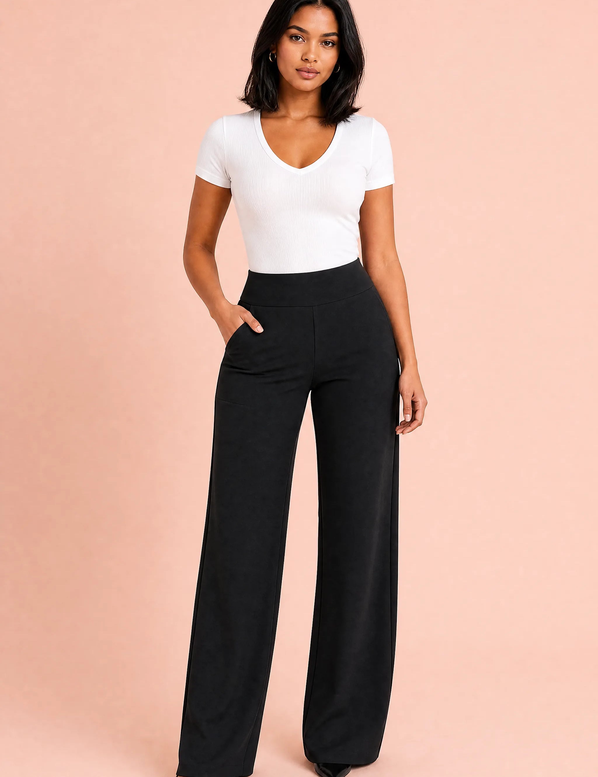 Pantalon fluide taille haute | Vue de face | Lounelle Paris