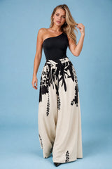 Pantalon large à imprimé floral