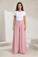 Pantalon large plissé taille haute