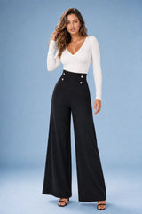 Pantalon large taille haute fluide