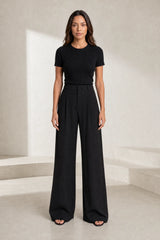 Pantalon taille haute jambes larges