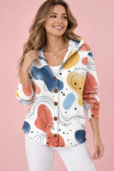 Gilet blanc à capuche boutonné