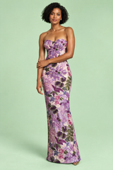 Robe moulante bustier violette