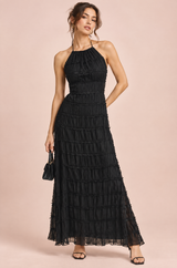 Robe longue plissée noire