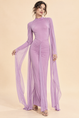 Robe violet clair dos nu avec cape