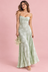 Robe longue fleurie vert clair