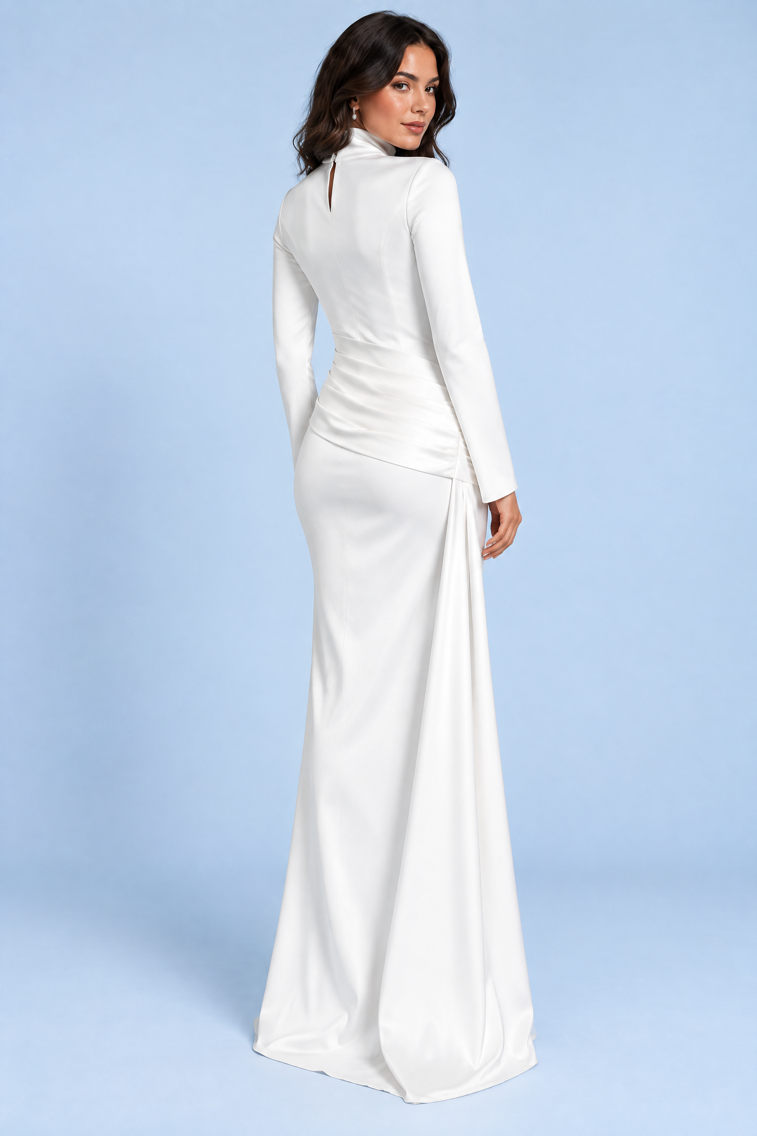 Robe longue froncée blanche | Vue de dos | Lounelle Paris