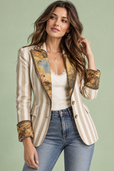 Blazer écru ajusté à rayures