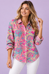 Chemise rose à imprimé floral
