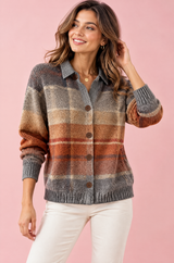 Gilet gris à carreaux avec col