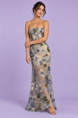 Robe moulante bustier beige