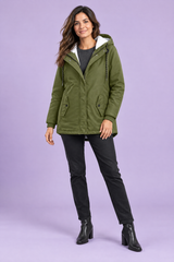 Parka kaki oversize à capuche