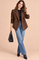 Blazer marron foncé croisé à revers