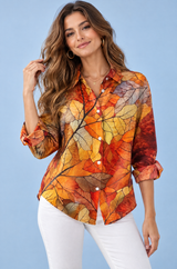 Chemise orange à imprimé floral