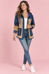 Veste à capuche bleue à empiècements