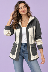 Veste à capuche grise à empiècements
