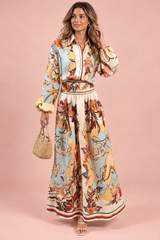 Ensemble chemise et jupe imprimé multicolore