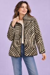 Veste matelassée beige à col montant