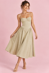Robe bustier midi beige