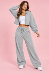 Ensemble gris avec sweat zippé court
