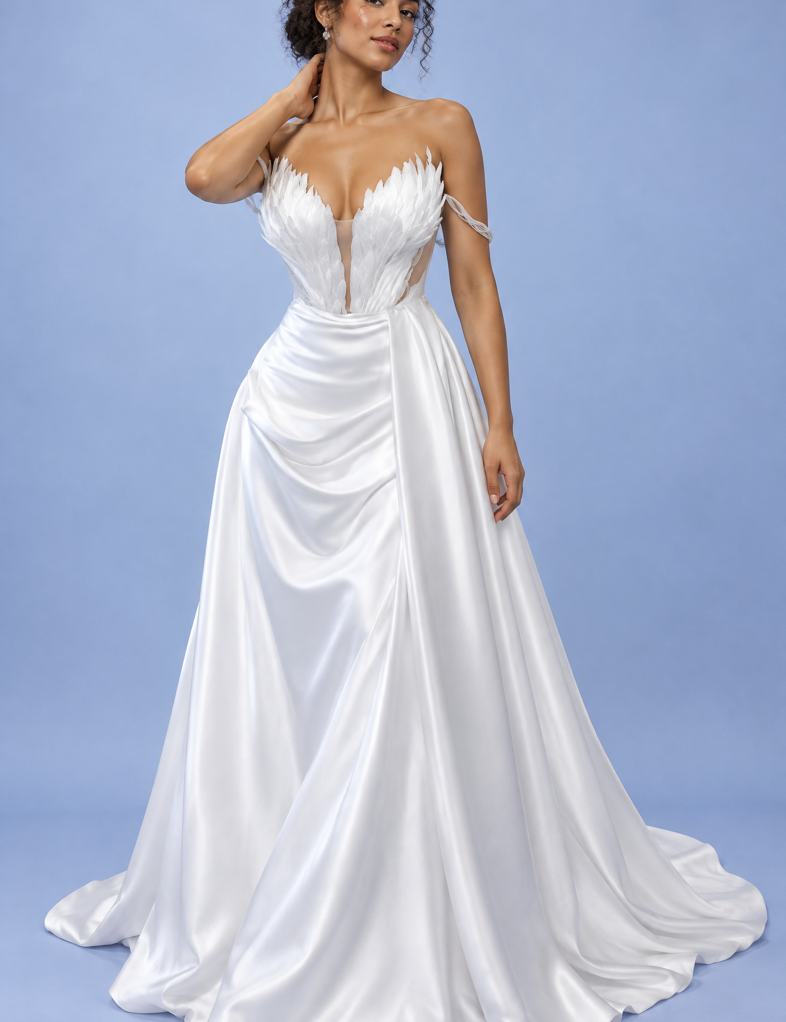 Robe longue bustier froncée blanche | Vue de face | Lounelle Paris