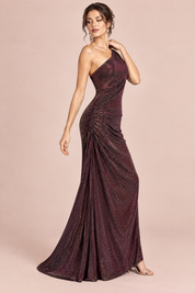 Robe bordeaux à sequins asymétrique | Vue de dos | Lounelle Paris